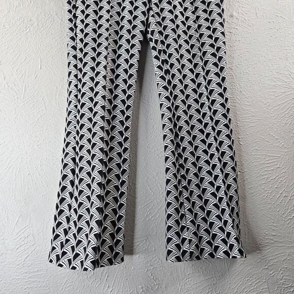 Anthropologie Maeve Flare Cropped Dress Pants Small Black White Printed Trouser - Picture 5 of 12